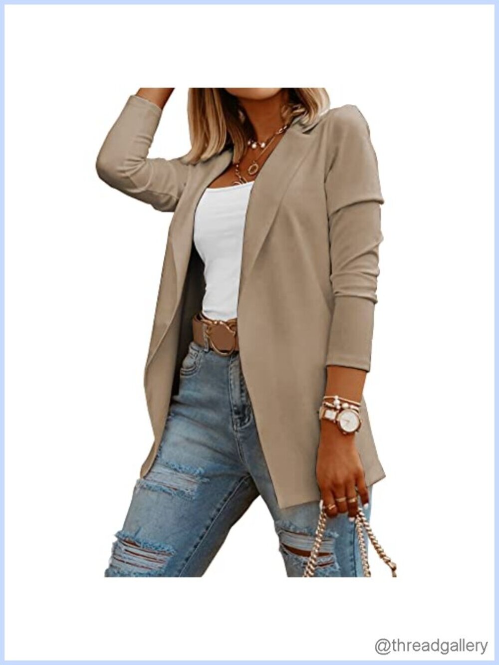 Womens Knit Blazer Long Sleeve Open Front Work Business Casual Office